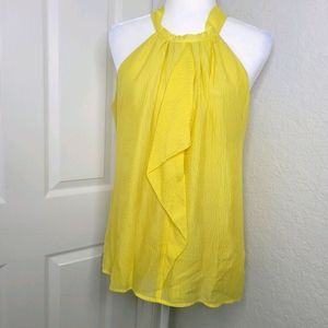 Ann Taylor Yellow Silk Draped Blouse Shirt Top